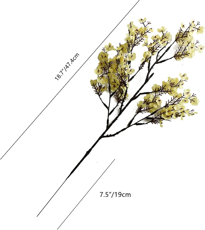 Mandy's Light Yellow Artificial Baby’s Breath Flowers 6 Bundles Silk Gypsophila, 18.5 Inch European Style Modern Home Decor Centerpiece, Neutral Wedding Flower Arrangements