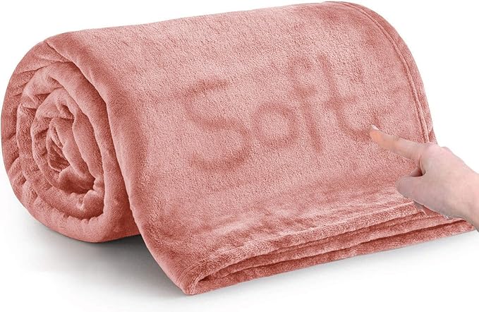MOONLIGHT20015 Fleece Blanket King Size – Soft 400 GSM Plush Microfiber King Size Blanket, Warm Lightweight King Blanket for The Bed, 108x90 Inches, Baby Pink