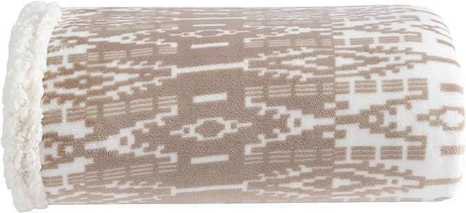 Eddie Bauer - Throw Blanket, Brushed Fleece & Plush Sherpa Bedding, Blanket for Couch & Bed (San Juan Oyster, 50" x 60")