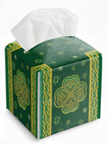 St.Patrick's Day Napkin Tissue Box Cover, Green Stripes Shamrock Waterproof Leather Paper Organizer Dispenser for Table Dining, Bathroom, Nightstand Vanity, Car, Housewarming Gift Ideas, F
