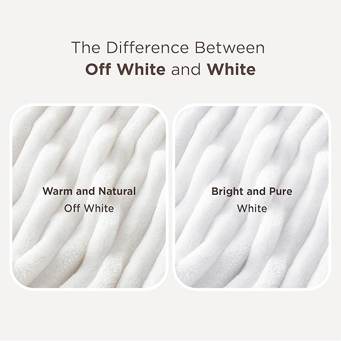 Bedsure GentleSoft White Throw Blanket for Couch - Soft Cozy Fleece Throw Blankets for Women Girls, Mothers Graduation Birthday Gifts for Women Her Mom, Room Home Spring Decor, Off White, 50x60 Inches