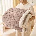 Sherpa Throw Blanket for Couch, Flannel Cozy Soft Thick Blanket for Bed - Fleece, Coffee, 60x80 Inches