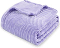 SOCHOW Super Soft Flannel Fleece Throw Blanket, Lightweight Cozy Warm Leaves Textured Plush Blanket for Bed Couch Sofa, 60 x 80 Inches, Lilac