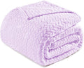 Exclusivo Mezcla Fleece Twin Size Blanket for Bed, 60x80 Inches Soft Cozy Jacquard Flannel Blankets, Lightweight Fuzzy Plush Warm for Women, Lilac Purple