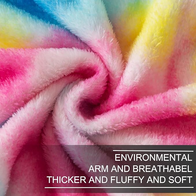 Colorful Blanket Queen Size- Premium Lightweight Anti-Static Rainbow Throw Soft Couth Sofa Cozy Warm Flannel Blankets Plush Gift for Daughter Mom, Bedroom Decor 90" x 90"(Rainbow Queen)