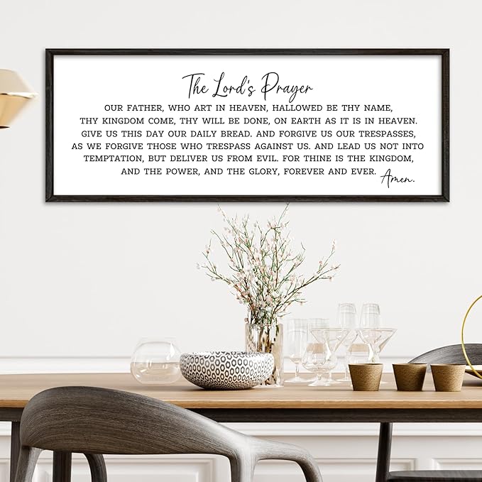 The Lords Our Father Prayer Wall Decor Bible Verse Sign 40"×15" Christian Scripture Large Wood Framed Do It Anyway Wall Hanging Art (Black)