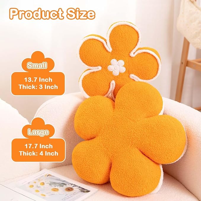 Kcvvcr Flower Pillow（Light Purple, 13.7 Inch）