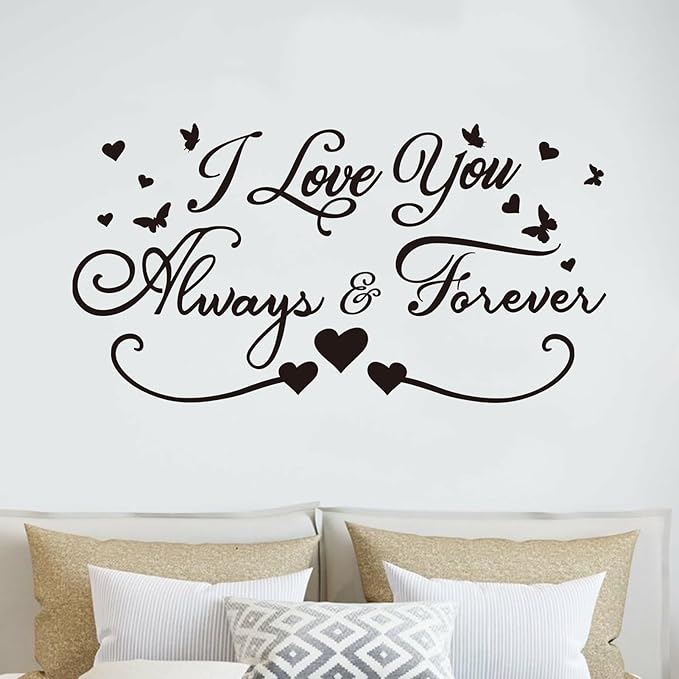 AnFigure Couples Quotes Wall Decals: Inspirational Vinyl Art Love Wall Stickers for Home Bedroom Bathroom Living Room - I Love You Always & Forever 28.6"X15"