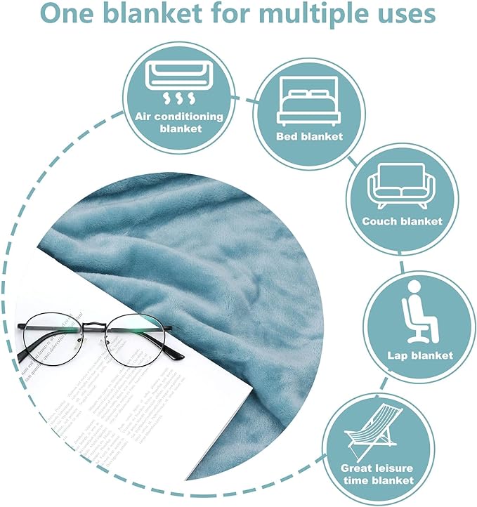 NANPIPER Fleece Blankets Super Soft Flannel Fuzzy Blanket for Bed Couch Luxury Cozy Plush Microfiber Blanket-Twin Size Light Blue