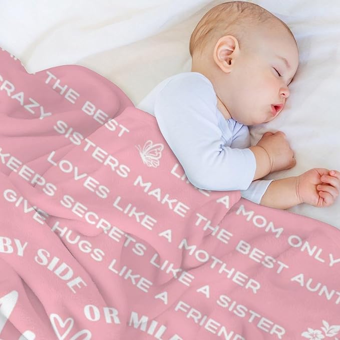 ITFRO Aunt Gift Flannel Fleece Throw Blanket Pillow Cover Set 50x60 Inch Ultra Soft Polyester Blanket 18x18 Inch Plush Pillow Case All Seasons for Mother's Day Birthday Christmas (Pink)