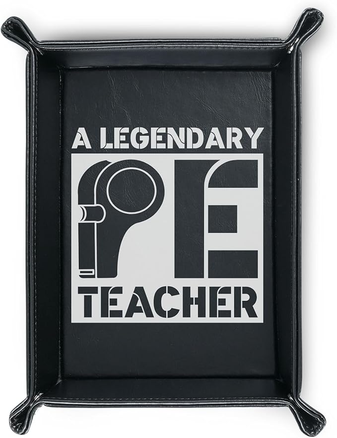 INNObeta PE Teacher Appreciation Gifts Valet Tray for Men, Desktop Storage Organizer PU Leather Bedside Tray Key Coin Holder
