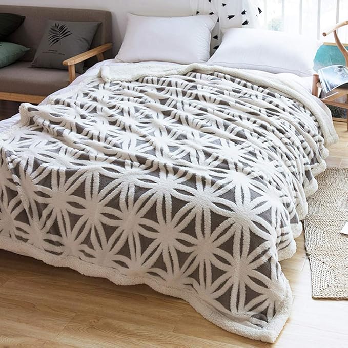 LOMAO Sherpa Fleece Blanket Easter Gifts for Mom Cozy Soft Throw Blanket for Women Men Dual Sided Couch Sofa Bed Blanket (Grey, 60''x80'')