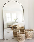 Antok Full Length Floor Mirror Arched Standing Mirror with Aluminum Frame - Freestanding Wall Mount Leaning Body Mirror for Bedroom Living Room Entryway, 81" L x 41" W, Black