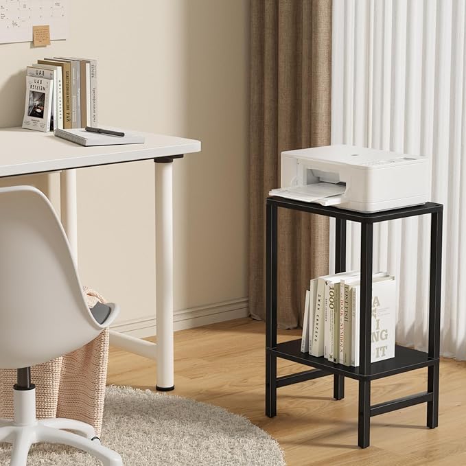 Side Table End Table Tall Night Stand 2-Tier for Living Room Bedroom Bathroom Office Furniture Black