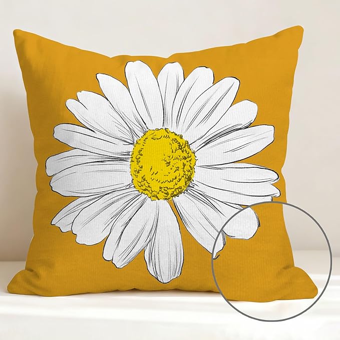 Hexagram Spring Summer Pillow Covers 18x18 Set of 4, Outdoor Floral Daisy Decorative Yellow Throw Pillow Covers, You are My Sunshine Farmhouse Cushion Case for Couch Sofa Indoor Home Decor(No Insert)