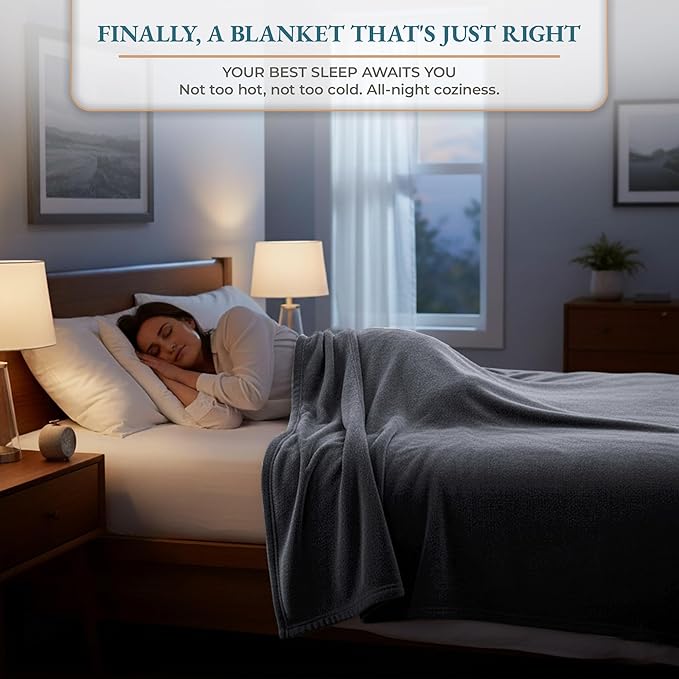 Casa Platino Fleece Blanket Twin Size – 300 GSM Charcoal Grey Fleece Throw for Bed or Couch – Soft Cozy Warm Bed Blanket for Winter, Fuzzy Plush Elegant Gifts for Kids, Men & Women - 68x90 Inch