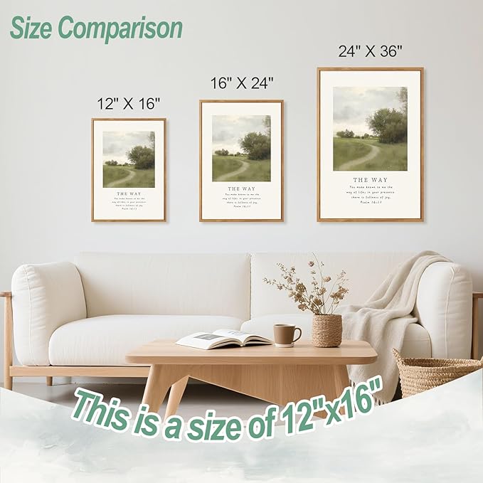 CHDITB christian Framed Canvas Wall Art, Inspirational Scripture Wall Decor, vintage Nature religious Pathway Wall Painting, Neutral the truth Bible verse Art Prints for Zen Prayer Decor 12”X16”x3