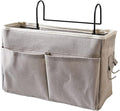 Bedside Caddy Hanging Bed Organizer Storage Bag Pocket for Dorm Rooms Bed Rails Nightstand Hanging Bag Cotton Linen Bedside Storage Pocket Organizer Basket for Bunk Bed Dorm Rooms(Grey)