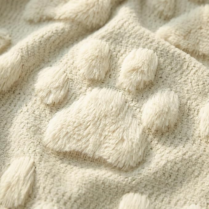 Horaldaily Dog Paws Blanket Throw, Beige Farmhouse Dog Paws Soft Fuzzy Plush Faux Fur Cozy Blankets for Couch Sofa Bed Lounging, Ideal Gifts for Kids Adults Wife Self, 50x60