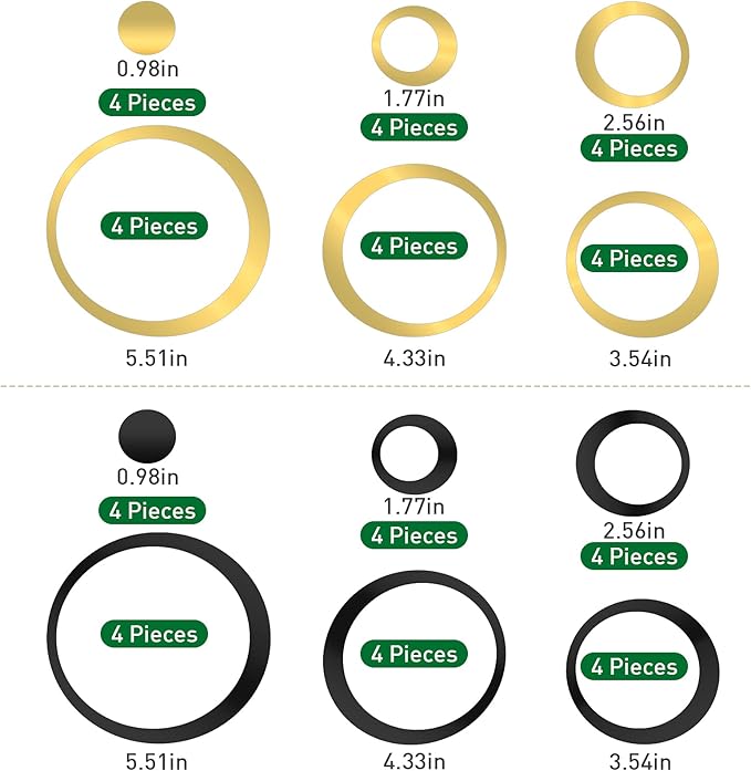 Outus 72 Pieces Acrylic Circle Mirror Wall Sticker Round Wall Decor Decals Removable DIY Adhesive for Living Room Bedroom Home Decoration(Black,Sliver,Gold)