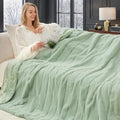 Cozy Bliss Faux Fur Throw Blanket for Couch, Cozy Soft Plush Thick Winter Blanket for Sofa Bedroom Living Room, 60 * 80 Inches Green