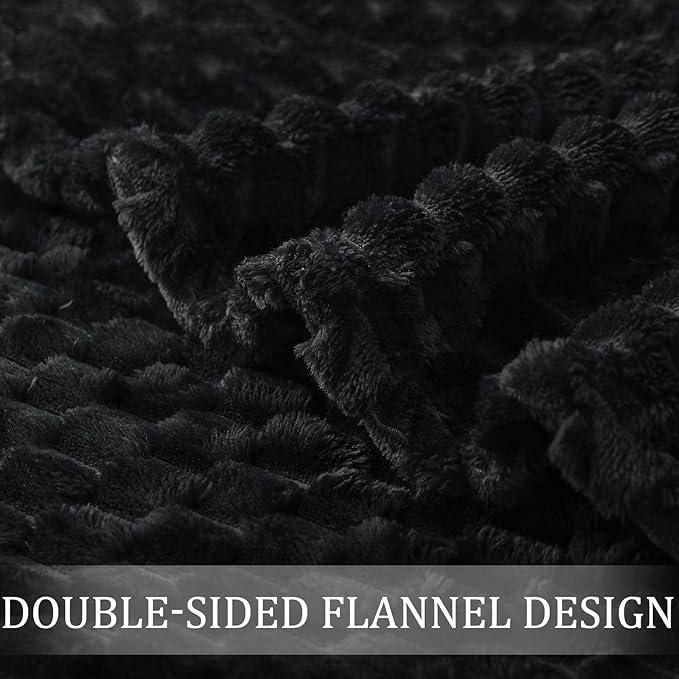 Exclusivo Mezcla Fleece Twin Blanket for Bed, Extra Large Fuzzy Black Bed Blankets, Soft Cozy Plush Sofa Throws for All Seasons, 90x66 Inches