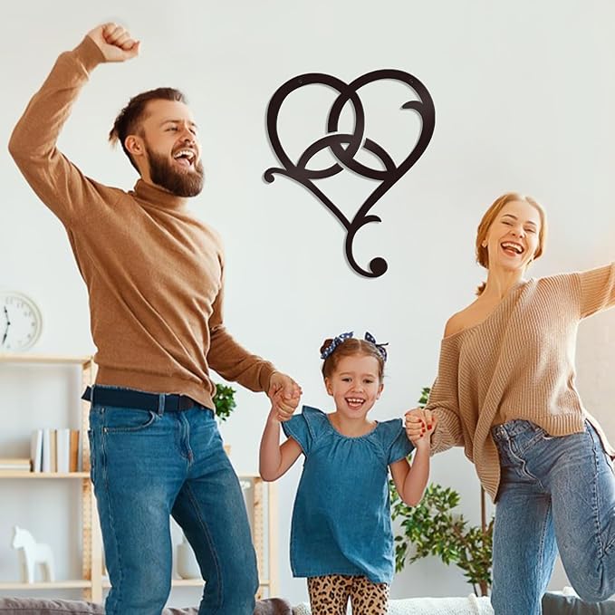 Bnesi Infinity Heart Metal Wall Art Love Signs for Home Decor Black Wall Decor Above Bed Wall Decor Minimalist Wall Art for Living Room Bedroom Bathroom Kitchen (Style L)