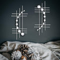 ZEXUIRU 2 Pack Silver Abstrac Wall Decor – Metal Crystal Wall Art with Sparkling Rhinestones, 16.5’’/24 Inch Wall Hanging Set for Living Room Bedroom Bathroom – Modern Bling Home Decorations