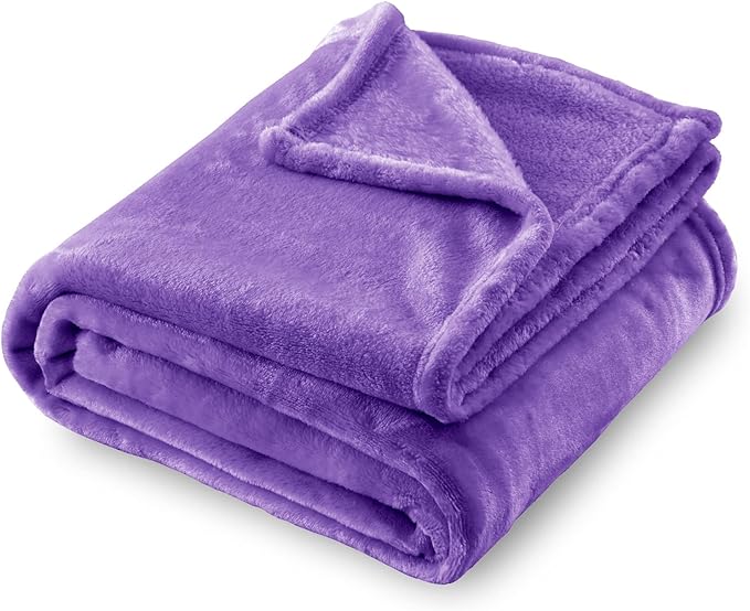 SOCHOW Flannel Fleece Blanket Luxury Twin XL Size, All Season Lightweight Super Soft Cozy Blanket for Bed or Couch, Purple, 66x90 inches