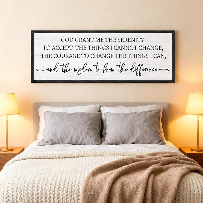 Serenity Prayer Rustic Bible Verse Framed Wall Art, 40''×15'' Positive Religious Christian Saying Sign for God Jesus Christ Prayer, Vintage Horizontal Holy Inspirational Catholic Scripture Decor