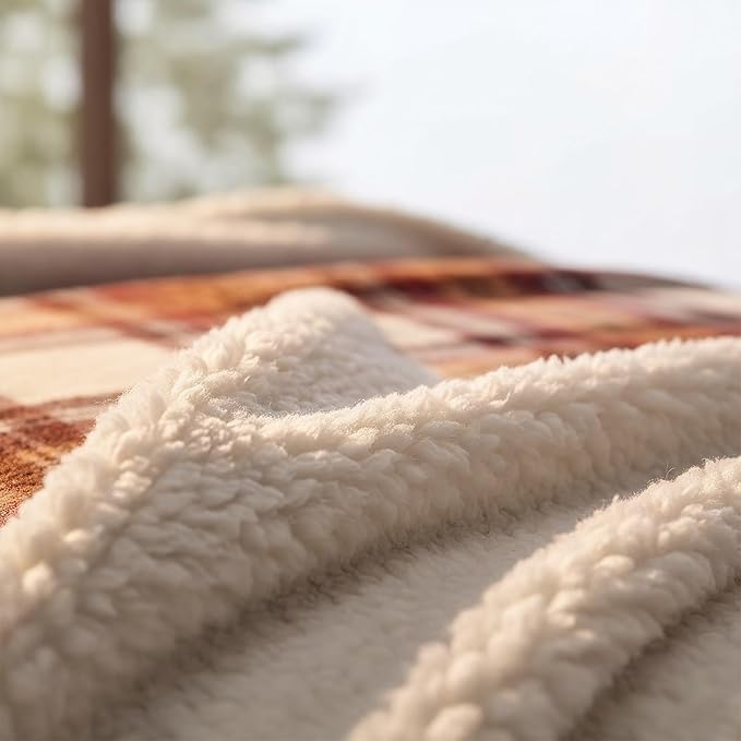 Eddie Bauer - Sherpa Throw Blanket for Couch 50x60 – Ultra Soft Reversible Fleece & Plush Sherpa Blanket, Warm Cozy Plaid Throw Blanket for Sofa, Bed, Living Room, Cabin Decor