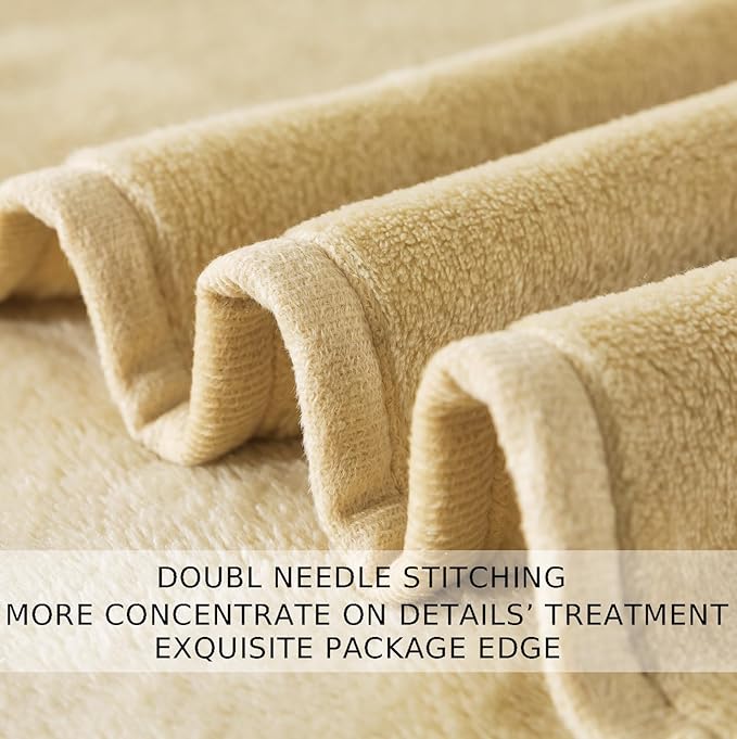 Soft Queen Size Blanket for All Season Warm Fuzzy Microplush Lightweight Thermal Fleece Summer Autumn Fall Winter Spring Blankets for Queen Full Bed Couch Sofa,90x90 Inches,Khaki