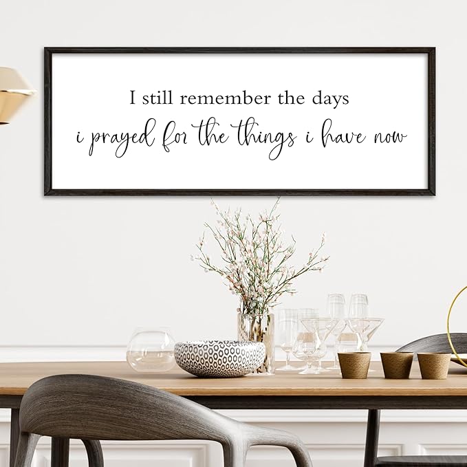 I Still Remember the Days I Prayed Sign 40''×15'' Bible Verse Wall Decor Home Bedroom Scripture Large Rustic Farmhouse Inspirational Wood Framed Plaque Wall Hanging Art (Black)