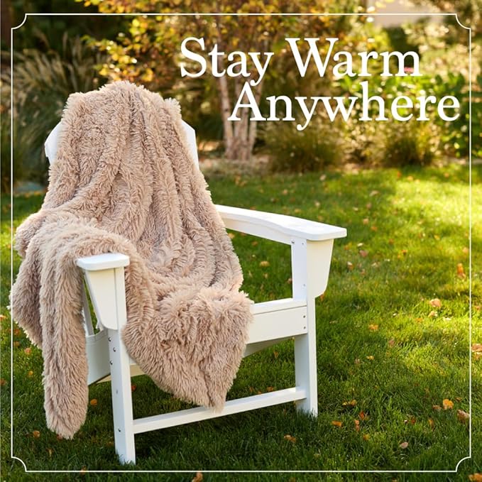 The Connecticut Home Co Throw Blanket Soft Fluffy Room Decor, Cozy Warm Throws for Bed, Couch, Gifts for Women, Bedroom Cute Aesthetic Blankets Shag and Sherpa, 65x50, Dusty Rose
