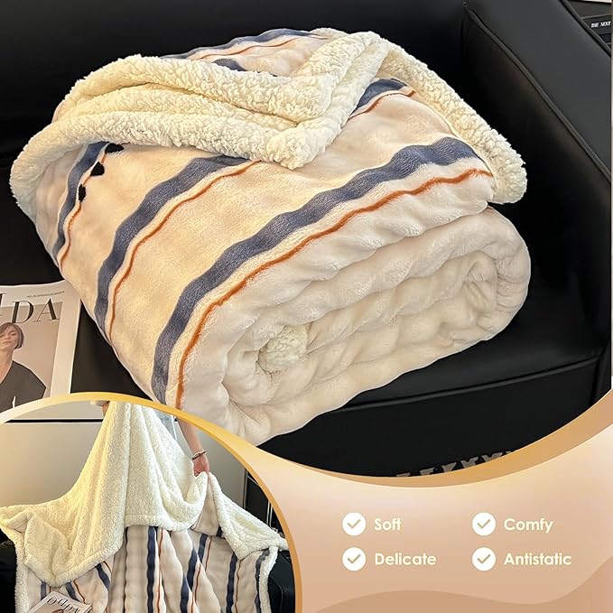 King Size Blanket for Bed - Fleece Bed Throw Blankets King Size 90"×108",Soft Plush Thick Warm Fluffy Reversible Flannel Blanket for Sofa Couch Bed for Winter All Seasons