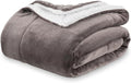 Berkshire Blanket-Sherpa Fleece Blanket, Warm and Soft Loftmink Reversible Blanket for Bed, Sofa and Travel, Charcoal Grey, 90 in x 90 in
