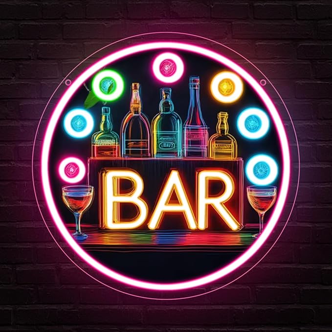 Neon Bar Signs for Home Bar, Bar Led Neon Sign for Man Cave Room Decor Pub Cocktails Party - Best Gifts for Husband, Father, Boyfriend, Whiskey and Beer Lover
