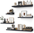 Floating Shelves for Wall Set of 5,Black Floating Shelves bathroom,30 Inch Natural Wood Book Shelf for Wall Mounted,Home Decor Display Shelving,Storage Shelves for Living Room,Bedroom,Kitchen