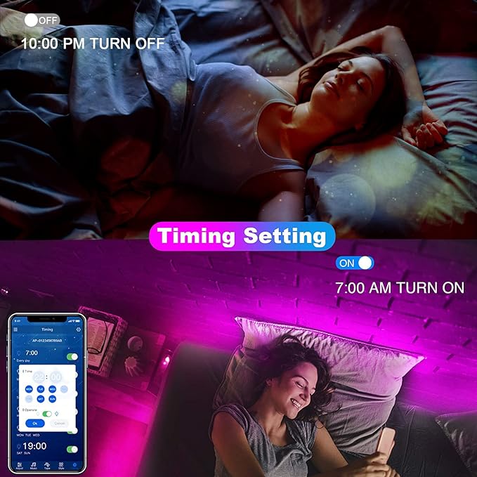 dalattin Led Lights for Bedroom 200ft, Smart Led Strip Lights with App Control Remote, RGB LED Light Strips, 24V Led Strip Lights for Room Decoration Party, Festival Decor(2 Rolls of 100ft)
