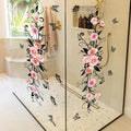 3D Wall Stickers DIY Flower Wall Decal Removable Waterproof Wall Art Decor for Bedroom Living Room Offices Home Decoration (Black Pink Rose)