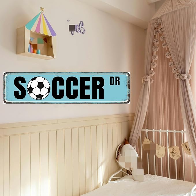 Soccer Posters For Boys Bedroom Soccer Decor Soccer Dr Tin Sign Soccer Gifts For Men Soccer Street Signs For Bedroom Soccer Wall Art Football Room Decor For Boys Bedroom Soccer Decorations 4x16 Inch