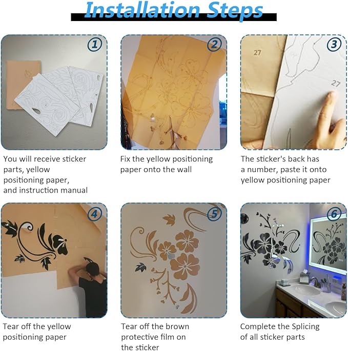 Wall Stickers 3D Flower Pattern - Family Wall Decals Living Room Wall Decor Sticker for Walls Decor Living Room Home Decorations Room Decor for Office Sofa Bedroom Decals (Golden L:150cm * 200cm)