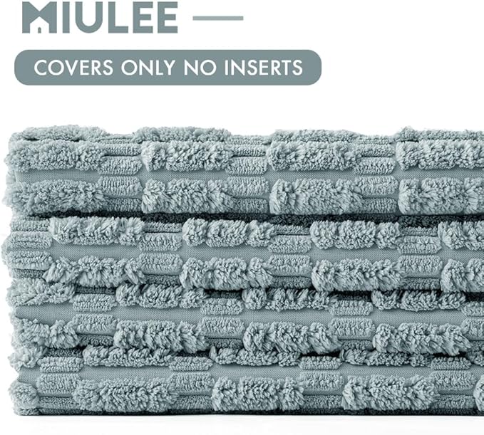 MIULEE Pack of 4 Smoke Blue Corduroy Decorative Throw Pillow Covers 18x18 Inch Soft Boho Striped Pillow Covers Modern Farmhouse Home Decor for Sofa Living Room Couch Bed