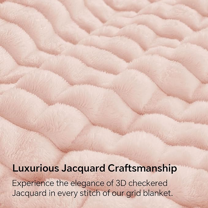 BEDELITE Updated Pink Throw Blanket for Couch and Bed- Super Soft and Warm 3D Checkered Fluffy Fuzzy Fleece Blanket, Luxurious Plush Cozy Blanket for Room Decor Spring, 50x60 inches