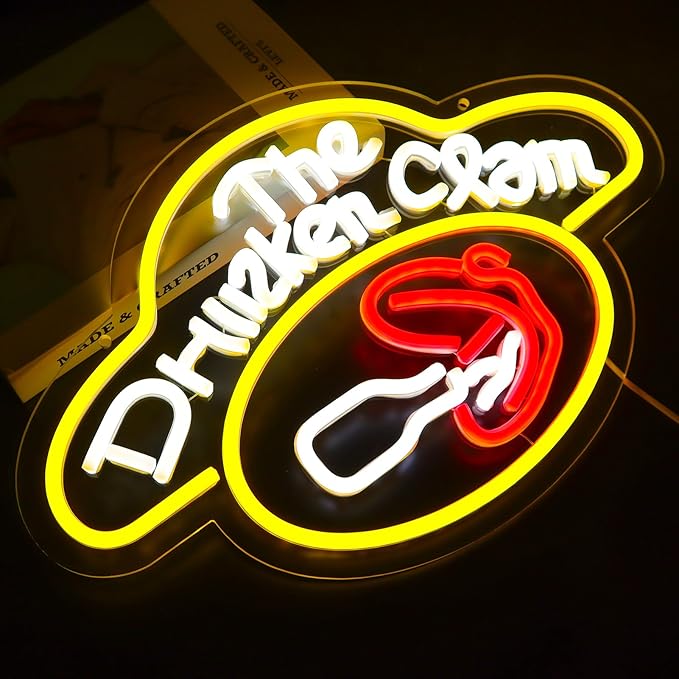 The Drunken Clam Neon Sign for Wall Decor ，Dimmable Bar Pub Beer Neon Light Sign，Family Guy The Drunken Clam Retro Bar Sign Cartoon Decor 10.1 * 15.7inch