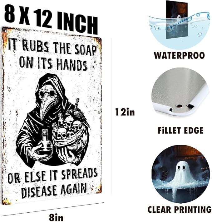 Funny Gothic Tin Home Decor Wall Decor Guest Wall Decor Art Metal Tin Sign In The Bathroom Bedroom 8 X 12 Inch