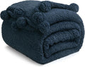 LBRO2M Double Sided Sherpa Blanket,Twin Size Super Soft Fuzzy Plush Warm Cozy Fluffy Throw Reversible Luxurious Blankets (Navy Blue)