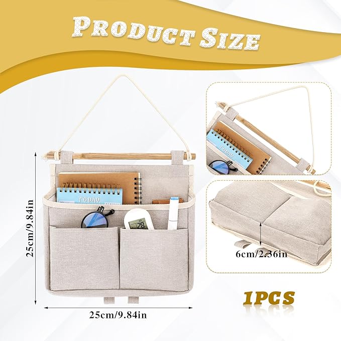 Jeffdad Hanging Canvas Organizer, Wall Door Closet Hanging Storage Bag Organizer Wall Mount Storage for Bedroom Bathroom Office Kitchen(White)