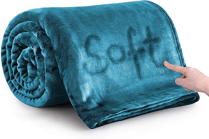 MOONLIGHT20015 Fleece Blanket Twin Size - Super Soft Fuzzy Throw Blanket for Couch and Sofa - Lightweight Luxury 400 GSM Microfiber Fluffy Bed Blankets and Throws, 60 x 80 Inches (Twin, Teal)