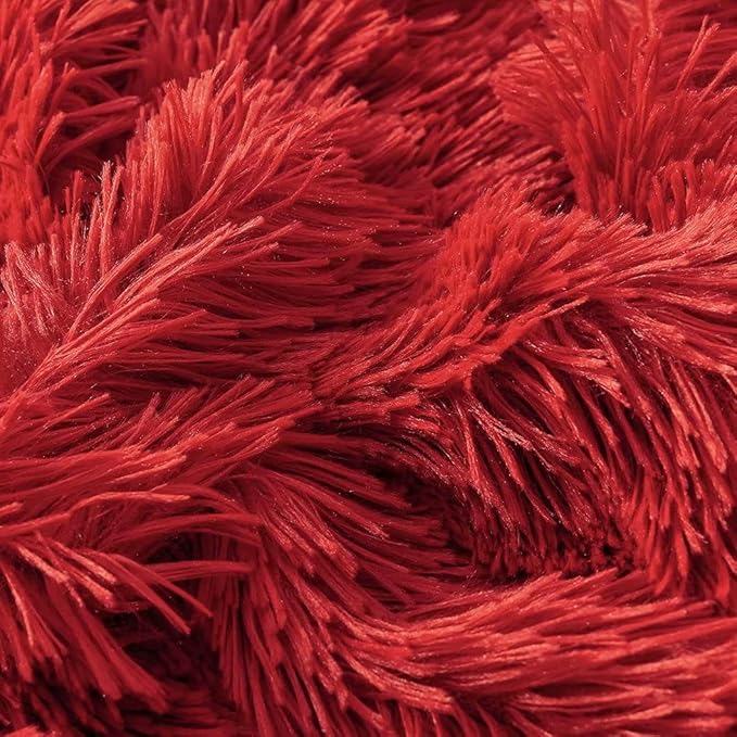 YUSOKI Red Queen Faux Fur Blanket,2 Layers,90"x90" Without Pillows Big Soft Plush Fuzzy Large Warm Fluffy Throw Blanket for Bed